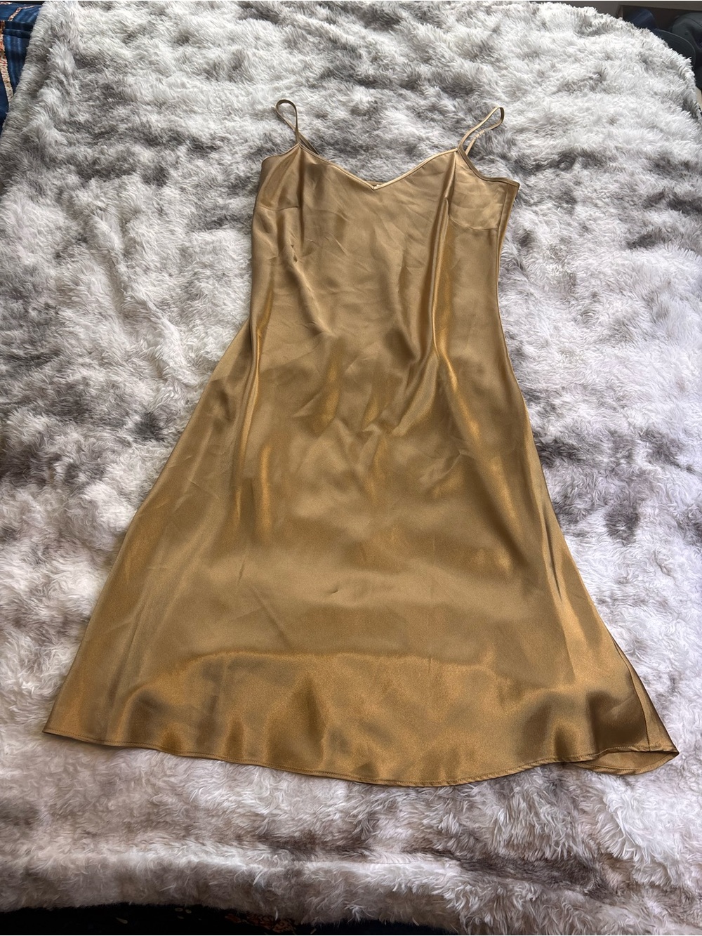 Worthington Satin Slip Dress in gold